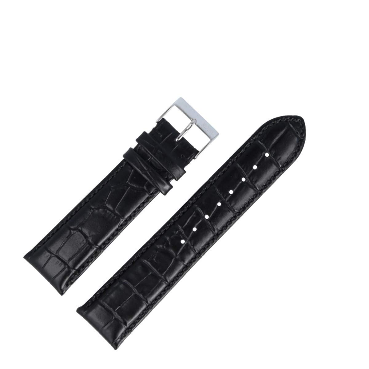HUGO BOSS Uhrenarmband 22mm Leder Schwarz Kroko - 659302186