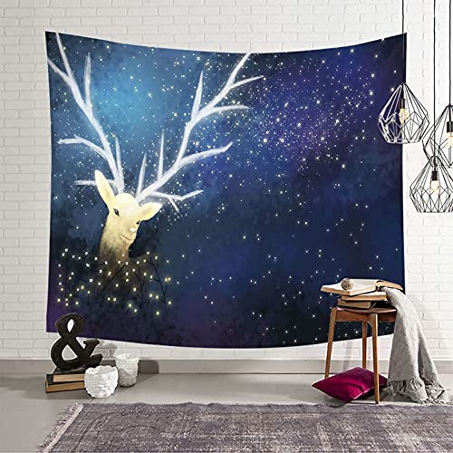 Tapiz de pared KnSam de alta calidad, acabado elegante de alce y cielo estrellado azul