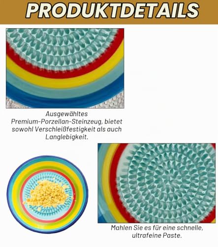 Foto von TAKONE Ingwerreibe Keramik Knoblauchreibe 9,5 cm Tellerreibe inkl 2 Bürsten