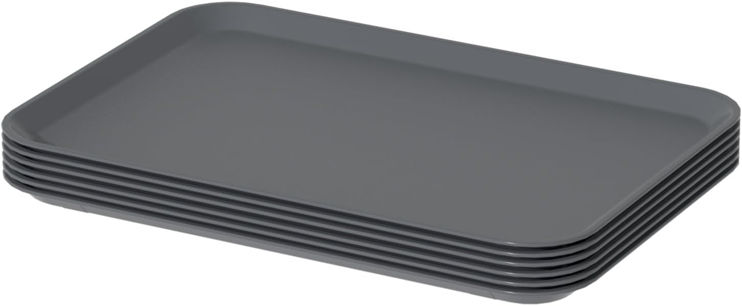 6 Packs Extra Large Plastic Trays, 25.3" x 17.7", Rectangular Multi-Purpose Tray, Gray