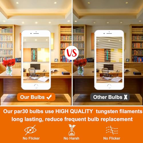 Ivyemons PAR30 Short Neck Halogen 75W - 6 Pack PAR30 Flood Light Bulbs E26 Base, PAR30 Dimmable 2800K Warm White, Long Lasting Halogen Bulb for Accent Lighting, Tracking, Recessed Light by Ivyemons - Image 6