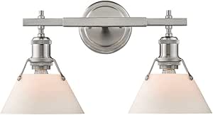 Golden Lighting 3306-BA2 PW-OP Orwell Bath Vanity, Pewter with Opal Glass Shade