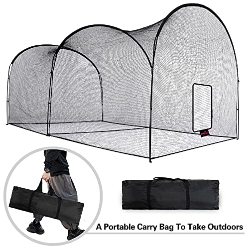 Kapler Batting Cage Baseball Softball, Batting Cage Backyard Training Net For Baseball Softball, With Steel Frame And Net, Great Softball Baseball Training Cage Equipment 22' (L) X12' (D) X10' (H) #TOP4