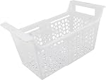 KENANLAN Adjustable Deep Freezer Basket, Expandable Chest Freezer Organizer Bin, Holds 10-15KG for Kitchen, Closet, Bathroom with Handle, Chest Accessory (L)