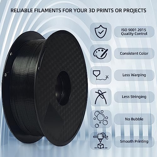 3D Printer Filament,Pla Filament 1.75Mm Pla 3D Printer Filament,1Kg Spool (2.2Lbs),Dimensional Accuracy +/- 0.03Mm, Fit Most Fdm Printer (Pla Black 1Kg) #TOP1