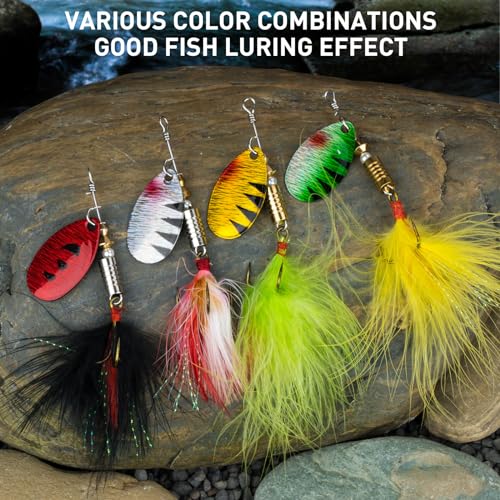 THKFISH Spinner Baits Fishing Spinners Spinnerbait Trout Lures Fishing Lures for Bass Trout Crappie B-1/7oz 8pcs - Image 5