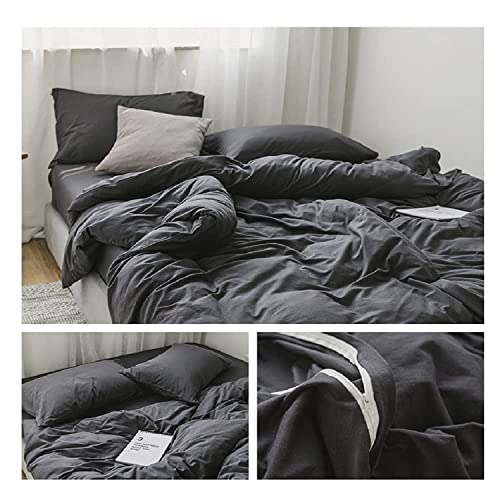 Amwan Solid Grey Duvet Cover Jersey Knit Cotton Bedding Set King Charcoal Grey Solid Comforter Cover Super Soft T-Shirt Cotton Quilt Cover Set 1 Duvet Cover With 2 Pillowcases Luxury Bedding Set #TOP2