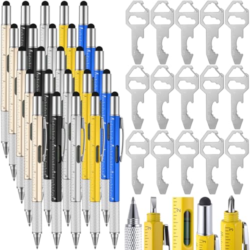 Yeaqee 30 Pcs Men Bulk Gifts for Fathers Day 6 in 1 Screwdriver Multi Tool Pens with Stainless Steel Keychain Multitool Gifts for Adult Men Dad Husband Fathers Day Birthday (Classic Color) by Yeaqee - Used condition - US$18.65