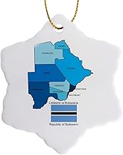 3dRose The Flag and map of Botswana with All districts identified. The Republic of Botswana in Tswana. 3 inch Snowflake Porcelain Ornament