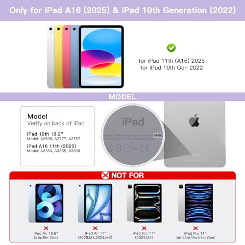 Image of RAYMCRAFT for iPad 11th (A16, 2025) / 10th Generation Case with Keyboard, Mouse and Detachable Wireless Keyboard, 7-Color Backlight, Slim Case with Pencil Holder, Light Purple