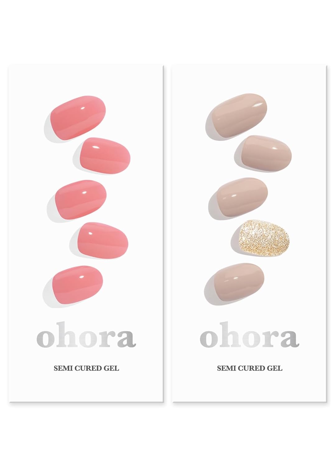 ohora Semi Cured Gel Nail Set of 2 (N Cream Glow & N Nudist) - Professional Salon-Quality Nail Care