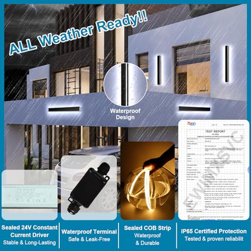 EWIMXSVC 2 Pack 31.5inch Modern Outdoor Wall Light, 2700k-6500k Dimmable Long Exterior Light Fixtures Wall Mount, LED Linear Outdoor Wall Sconce Lights, IP65 Waterproof Outside Garage Lights for House by EWIMXSVC - Image 7