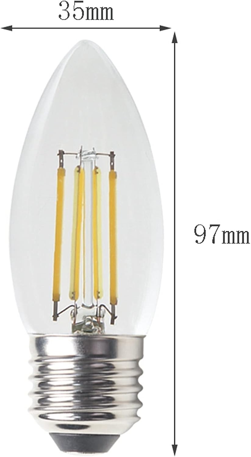3V LED Candle Bulb C35 Vintage Lamp LED E26/E27 2W Filament Edison Light Bulbs for Solar Power Pendant Light Street Light Solar Chandelier 6-Pack