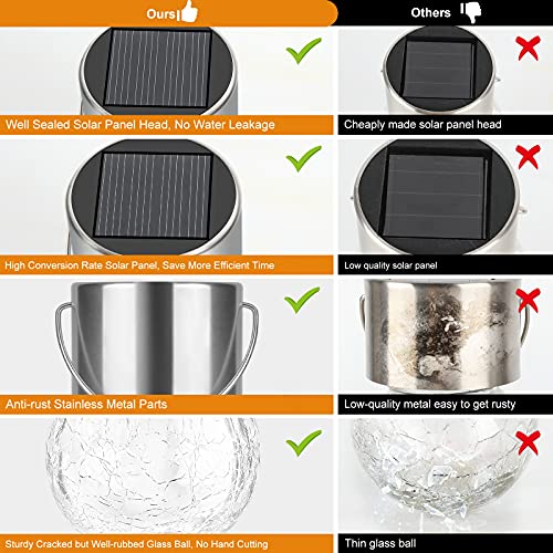 12Pack Hanging Outdoor Solar Lights - Decorative Cracked Glass Led Ball Lights Waterproof Tree Solar Powered Globe Lights With Handle For Garden Yard Patio Fence Christmas Decoration, Warm White #TOP4