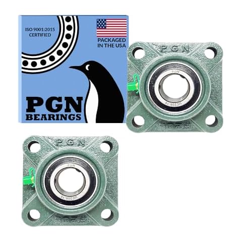 PGN UCF205-16 Pillow Block Bearing - Pack of 2 Square Flange Mounted Pillow Block Bearings - Chrome Steel Bearings with 1" Bore - Self Alignment Cover
