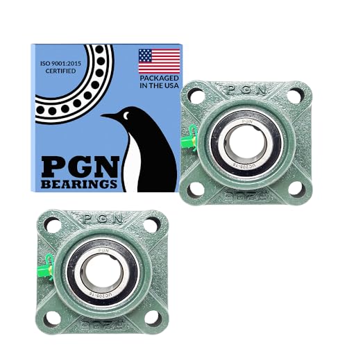 PGN UCF205-16 Pillow Block Bearing - Pack of 2 Square Flange Mounted Pillow Block Bearings - Chrome Steel Bearings with 1