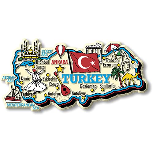 Turkey Jumbo Country Map Magnet by Classic Magnets, 3D Rubber Vintage-Style Collectible Souvenirs and Gifts Made in the USA