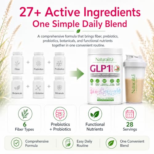 Naturalitá GLP1 Craving Support Blend – Satiety & Digestive Wellness – High Fiber Powder with Psyllium Husk, Probiotics, Berberine & L-Glutamine – 28 Servings — view 5