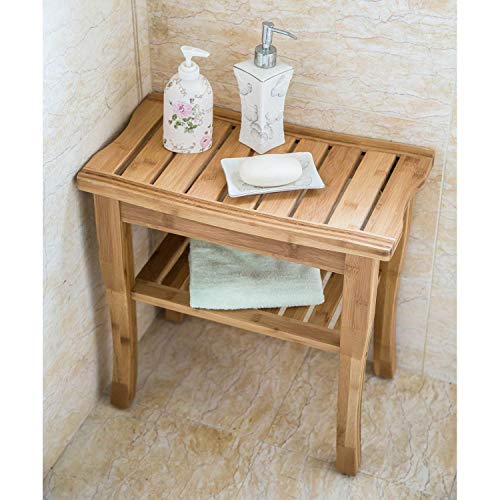 Kinsuite Bamboo Shower Bench And Bath Chair Seat Corner Shower Stool For Indoor & Outdoor #TOP7