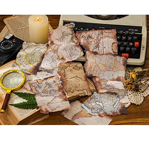 Vintage Scrapbooking Material Paper Burnt Fragments Retro World Map Diy Decorative Supplies For Travel Journals Planners Collages Scrapbook Agenda Calendar Diary Antique Art Craft Project Journaling #TOP2