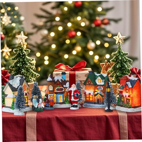 Pueblo navideño de resina decorativo para adornar el mueble del salón este invierno 5