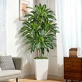 Keeplush Dracaena Plante Artificielle 180cm Grande en Jardinière Blanche Palmier Artificiel Haute avec 108 Feuilles Arbre Artificiel Interieur au Salon, Chambre Porche Moderne Déc