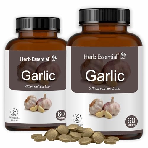 Herb Essential Garlic, 500mg Tablet - 60 Count (Pack of 2)