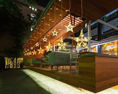 Quntis Star Curtain Lights With Remote, 138 Leds Ramadan Decorations Window Curtain Lights 8 Modes Plug In Connectable Curtain Fairy Lights For Holiday Backdrop Waterfall Indoor Outdoor Bedroom Party #TOP3