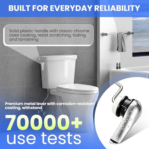 Yupjlia 2 Pack Toilet Handle Replacement Kit, Premium Side Mount Toilet Flush Lever Replacement with Anti-Rust Metal Arm Rod/Adjustable Stainless Steel Flapper Chain, Tank Bowl Handle Trip Levers