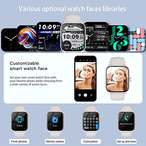 Smart Watch (Receive & Dial), 2023 Newest 1.85" Tft Hd Touch Screen, Smart Watch For Women Men With Fitness Tracker, Smart Watch For Android Iphone With Text, Pedometer, Heart Rate, Ai Voice Assistant #TOP6