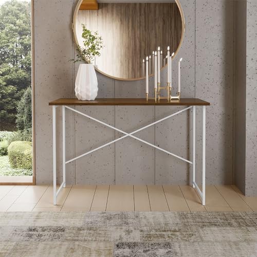 Escrivaninha Industrial Miami Steel 90cm (Imbuia/Branco)