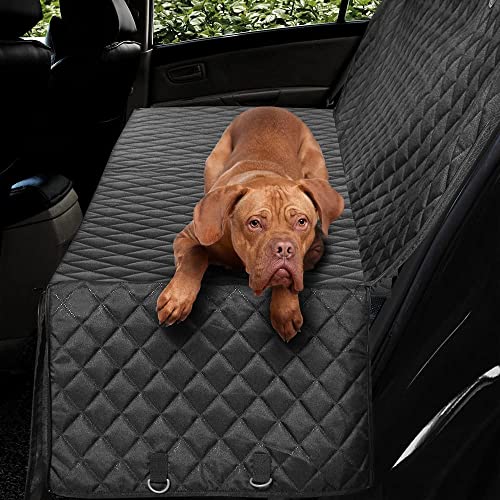 Image of DOUBLE R BAGS Dog Car Seat Cover | Waterproof, Scratch-Proof, Non-Slip Pet Travel Hammock with Seat Anchors | Machine Washable, Durable Back Seat Protector for Dogs | Universal Fit (144x152x10 cm)