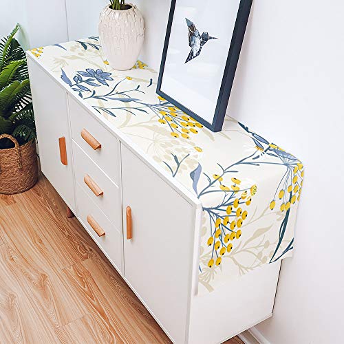 Greeeen Cotton Linen Table Runner 13 X 90 Inch Vintage Floral Plant Kitchen Table Runners For Family Dinner, Banquet, Parties And Celebrations Yellow Blue And Triangle Table Decor #TOP3