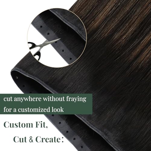 Image of Ugeat Butterfly Weft Hair Extensions Human Hair Balayage, 18 Inch 100G #226 | Butterfly Weft Human Hair Extension, Balayage Dark Brown Mix Medium Brown, Color Match, Daily Scenarios