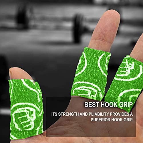 Wod Nation Weightlifting Hook Grip Tape - Bulk Pack 23 Ft/Roll - Comfortable, Stretchy Athletic Tape For Weight Lifting, Cross Training - Thumb, Wrist & Finger Protection (Green 3Pk (23Ft Per Roll)) #TOP5