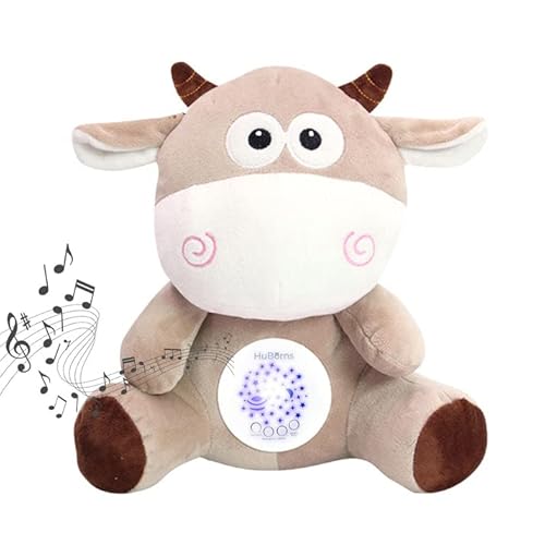 HuBorns - Peluche Musical Bebe con 3 Modos Ruido Blanco para Dormir y 15 Nanas, Luz Quitamiedos Infantil con Proyector de Estrellas y Galaxia, Regalo para Bebe Recién Nacidos Originales