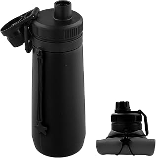 Faltbare Trinkflasche aus Silikon, 750ml Leichte, Auslaufsichere und BPA-freie Wasserflasche, Wiederverwendbar, für Reisen, Wandern, Sport, Büro und Camping (Schwarz)