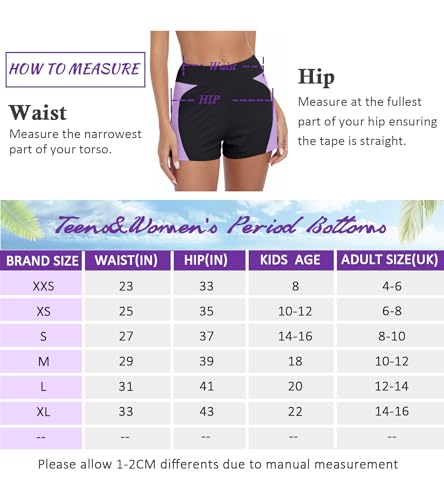 kiniswim Period Swimwear for Teens Bottom Menstrual Swimsuit Shorts High Waist Leakproof Bathing Suit Bottoms for Girls Women Black Purple - Image 6