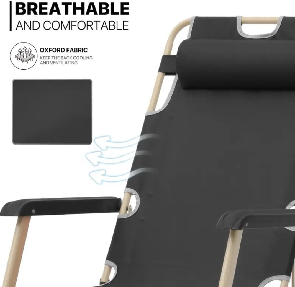 Zero Gravity Chair Recliner - Foldable Camping Chairs Patio Lounge Chair for Outdoor Tanning, Lawn, Beach - Relaxing Recliner Chairs for Adults (Black)