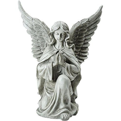 Northlight Kneeling Praying Angel Religious Outdoor Garden Statue, 13", Gray, 100 Piece #TOP9