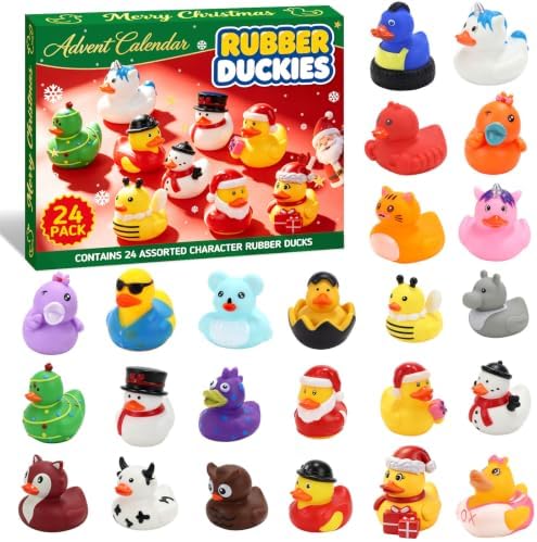 Advent Calendar 2026 Christmas Duck, 24 pcs Rubber Ducks 24 Days ...