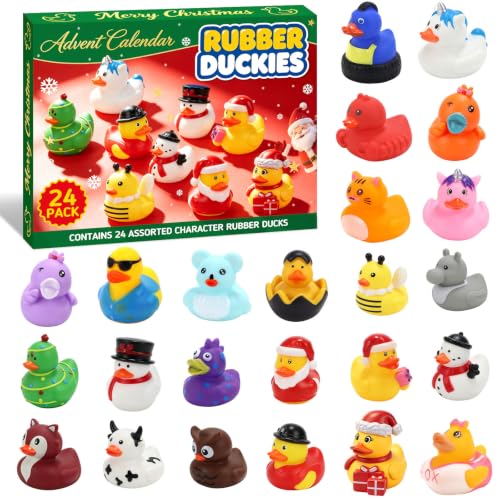 Advent Calendar 2026 Christmas Duck, 24 pcs Rubber Ducks 24 Days of Christmas Countdown Calendar, Surprise Christmas Gift for Kids Toddlers