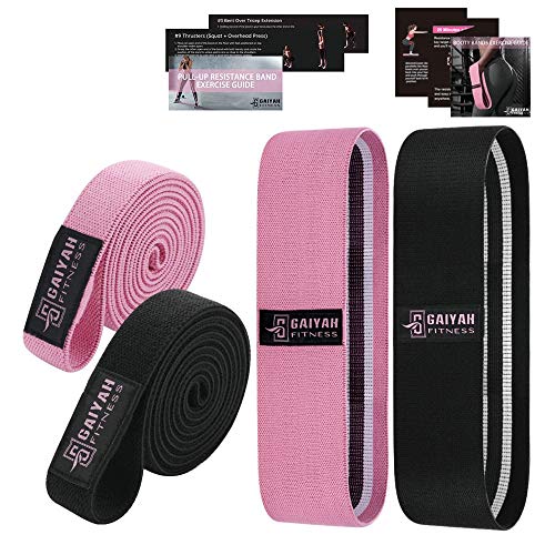 GAIYAH FITNESS Long Bands for Working Out - Long Resistance Band Body Bands for Working Out Long Loop Resistance Bands Set Fabric Booty Bands for Women Hip Squat Booty for Full Body Workout Set of 4