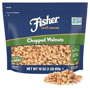 Fisher Chef’s Naturals Chopped Walnuts 1 Lb, 100% California Unsalted Walnuts for Baking & Cooking, Snack Topping, Resealable Bag, Healthy Snacks for Adults, Vegan Protein, Keto Snack, Chopped Nuts