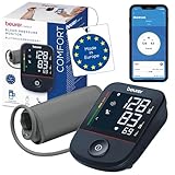 Beurer BM 48 Oberarm Blutdruckmessgerät, einfache Ein-Knopf-Bedienung, sanfte & schnelle Messung, Arrhythmie-Erkennung, Manschette, mit App, Datenübertragung zu Apple Health und co., Schwarz