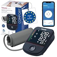 Beurer BM 48 Oberarm Blutdruckmessgerät, einfache Ein-Knopf-Bedienung, sanfte & schnelle Messung, Arrhythmie-Erkennung, Manschette, mit App, Datenübertragung zu Apple Health und co., Schwarz – Ansicht 1