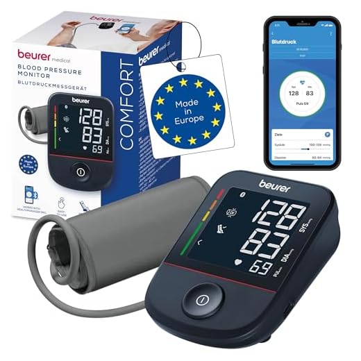Beurer BM 48 Oberarm Blutdruckmessgerät, einfache Ein-Knopf-Bedienung, sanfte & schnelle Messung, Arrhythmie-Erkennung, Manschette für 22-42 cm, mit App, Datenübertragung zu Apple Health und co.