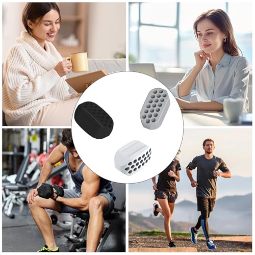 6 Stück Jawline Trainer, Silikon Jawline Trainer, Kiefer Exerciser, Kiefer Trainer, Gesichtsmuskeltrainer, Jawline Gum, Jaw Exerciser, für Übungen Gesichtsmuskeln Männer Frauen (Weiß,Grau,Schwarz)