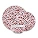 Pfaltzgraff Radiant Blossom 12 Piece Floral Stoneware Dinnerware Plate Bowl Dish Set, Service for 4, Red