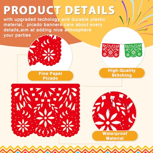 EggSun 6 Pack Mexico Papel Picado Banner Fiesta Party Banner Wedding Fiesta Party Dia De Los Muertos Cinco De Mexican Mayo Decor,Papel Picado Mexicano para Decoration by EggSun - Image 7